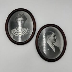 Set 2 Vintage Picture Frame Ornate Oval Brown Walnut Wood Portrait 8 X 10 Photo